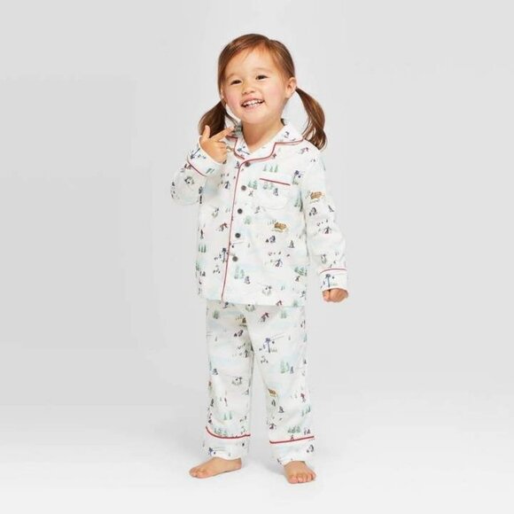 2/$15 HEARTH & Hand With Magnola Toddler Holiday Ski Scene Pajama Set NWT - Picture 1 of 6